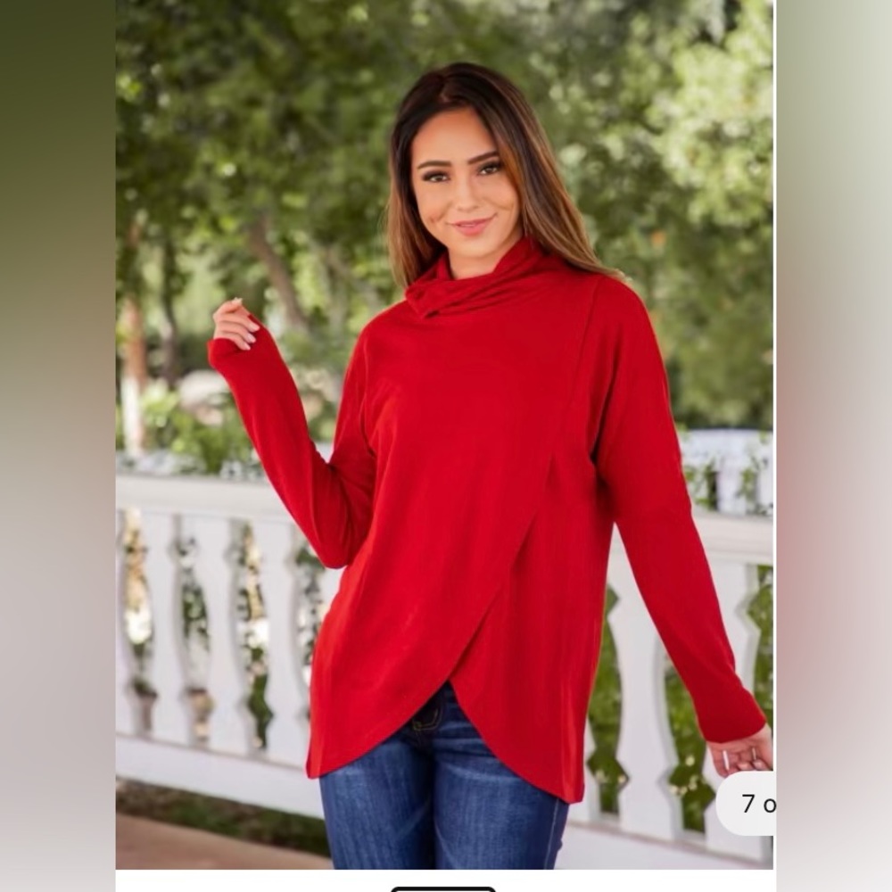 Tickled Teal Athena Cowl Neck Top-size xl - Picture 1 of 11